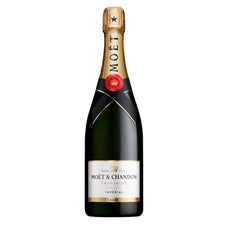 A bottle of Moët & Chandon Imperial Non-Alcoholic Brut Champagne on a solid white background.