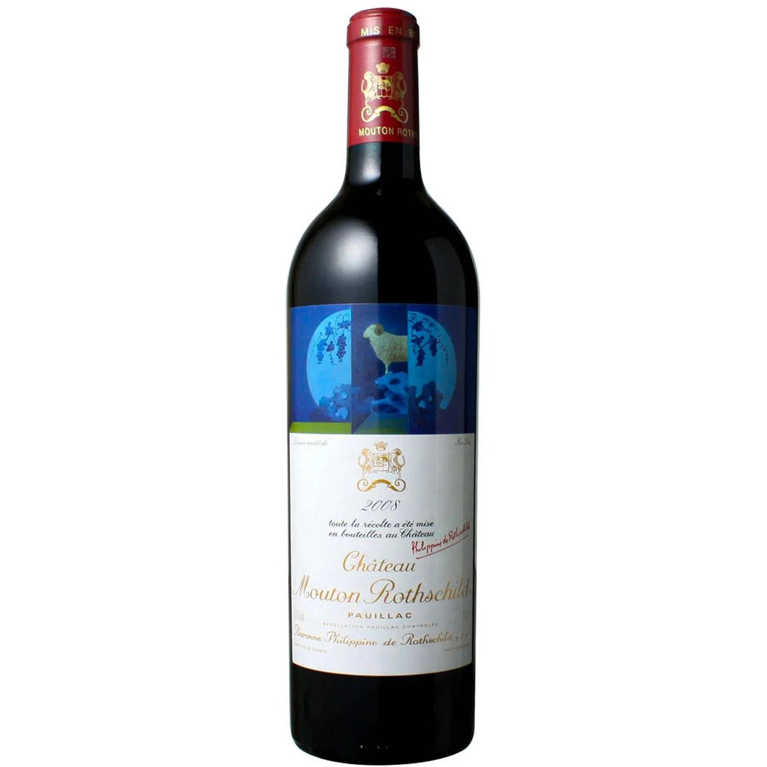 Château Mouton Rothschild 2008 75cl bottle with artistic label design by Marc Chagall.