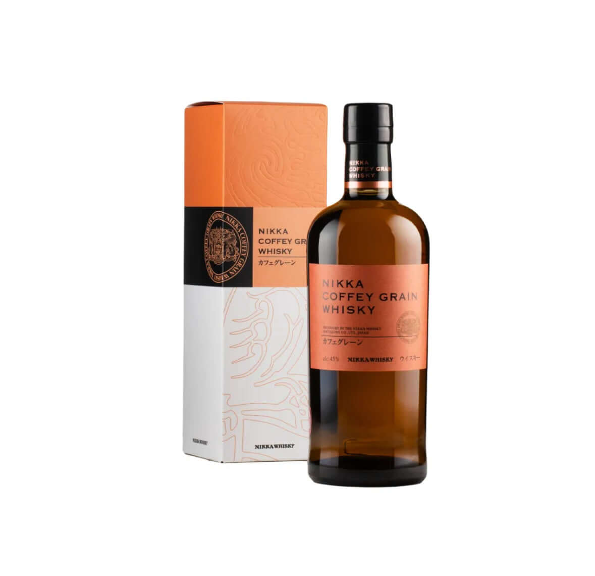 Nikka Coffey Grain Whisky bottle and packaging on a white background