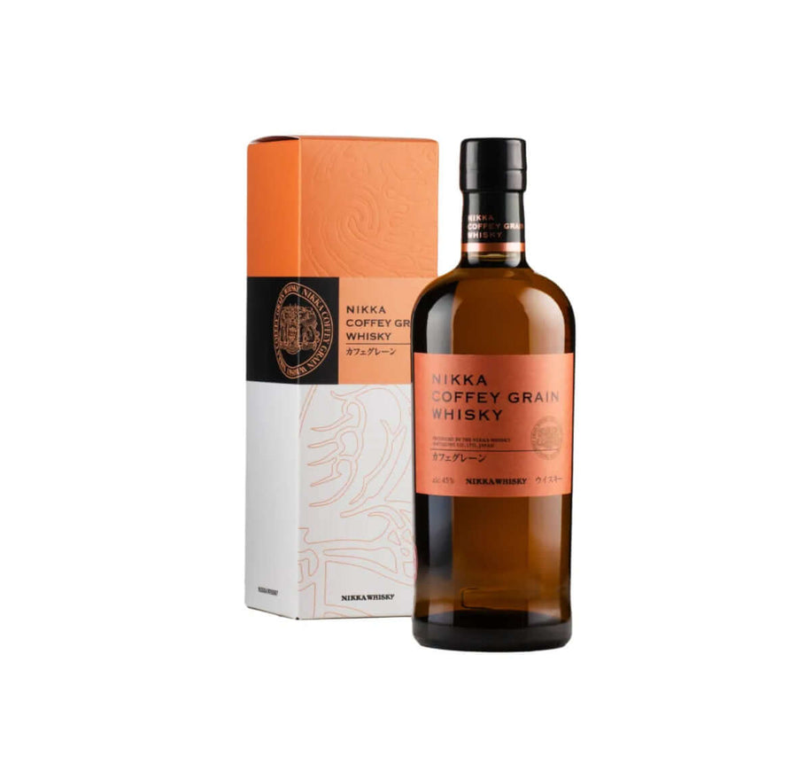 Nikka Coffey Grain Whisky bottle and packaging on a white background