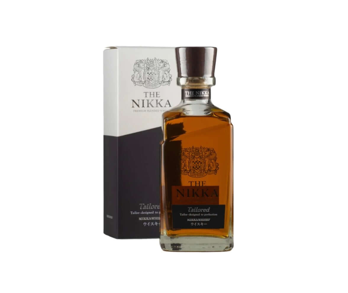 Nikka whiskey bottle and box on a white background