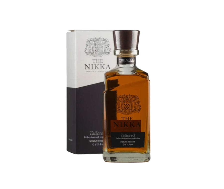 Nikka whiskey bottle and box on a white background