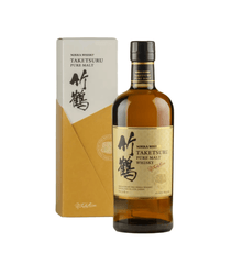 Bottle and box of Taketsuru Pure Malt Whisky on a white background