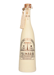 Cream-colored bottle of Palmaré rum with decorative elements on a white background