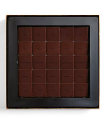 Box of chocolates with a grid pattern on a white background