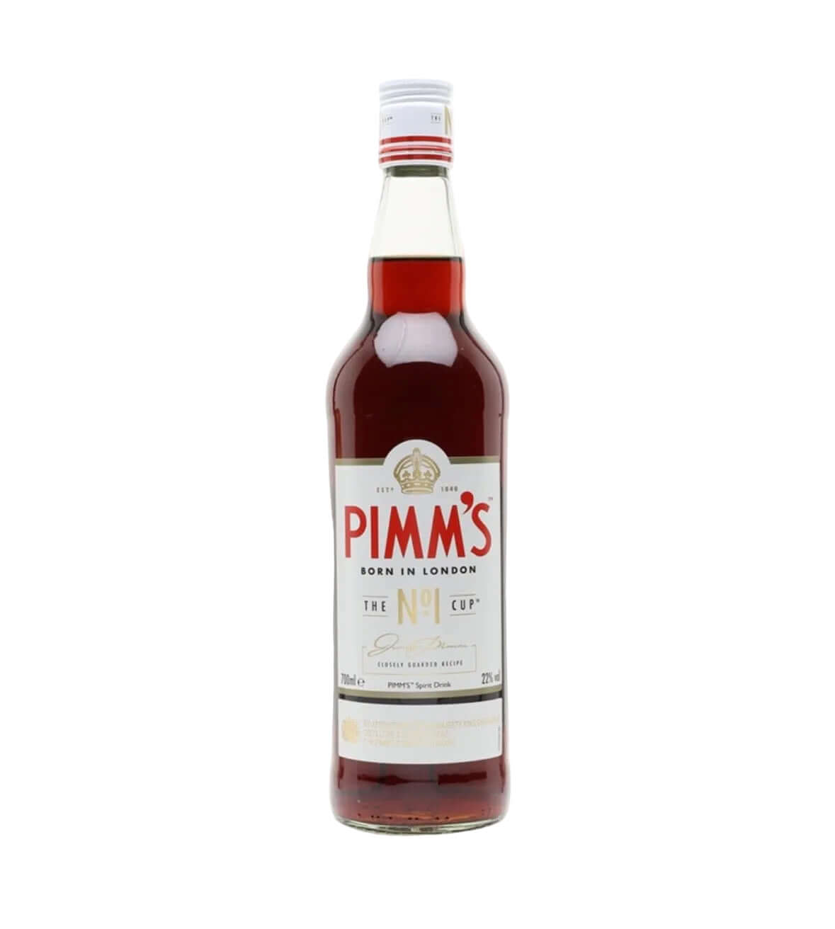 A bottle of Pimm's No. 1 Refreshing Mist spirit gin on a plain white background.