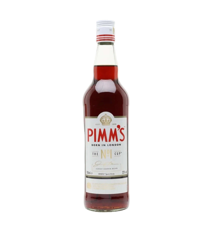 A bottle of Pimm's No. 1 Refreshing Mist spirit gin on a plain white background.