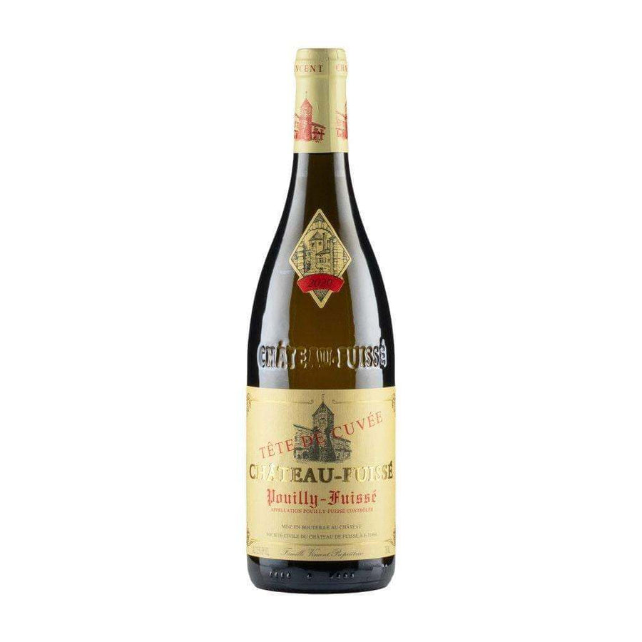 Pouilly Fuisse Tete de Cuvee Chateau Fuisse 2022 wine bottle, showcasing elegant packaging for wine delivery in the UK.