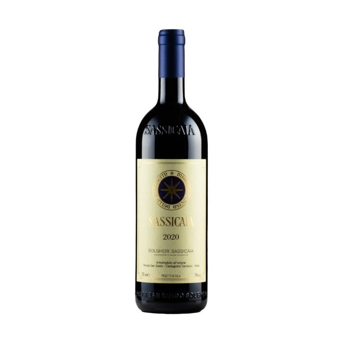 Sassicaia 2020 red wine bottle from Tenuta San Guido, ideal for wine delivery in the UK and perfect for gift giving.