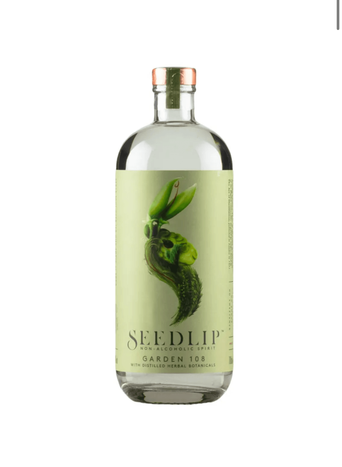 Bottle of Seedlip Garden 108 on a white background