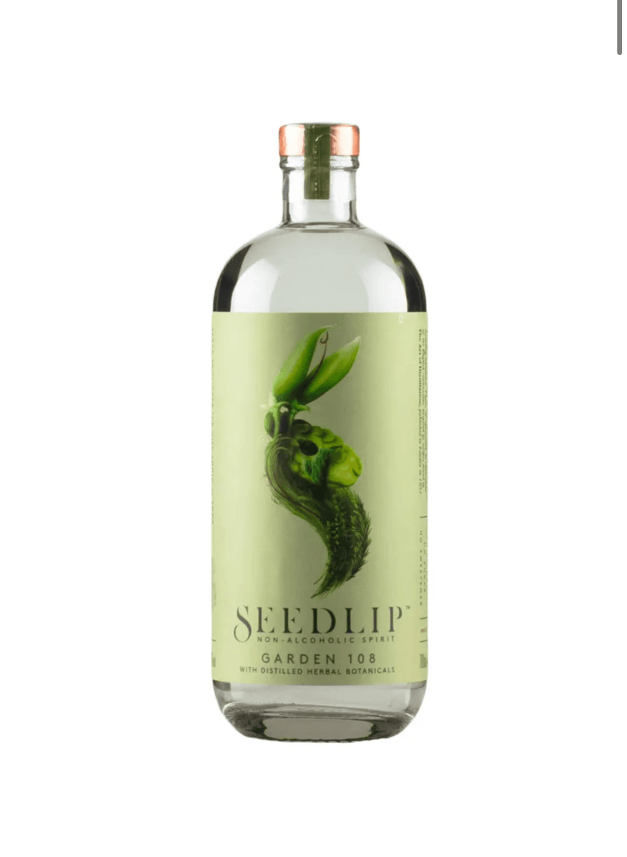 Bottle of Seedlip Garden 108 on a white background