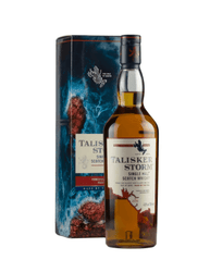 Talisker Storm whisky bottle with packaging on a white background