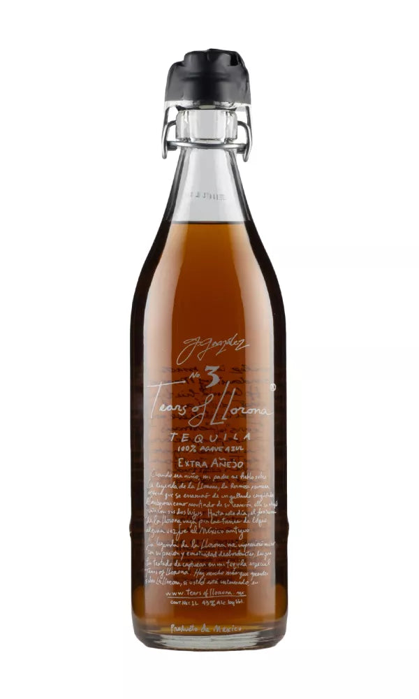 Tears of Llorona Extra Añejo Tequila 100cl – elegant bottle of rich, aged tequila with refined packaging and artisanal flair.