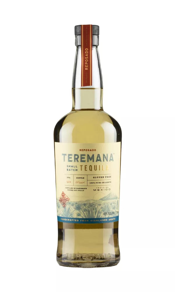 Teremana Reposado Tequila 70cl – golden tequila in a rustic-style bottle, reflecting smooth oak-aged flavor and artisanal quality.