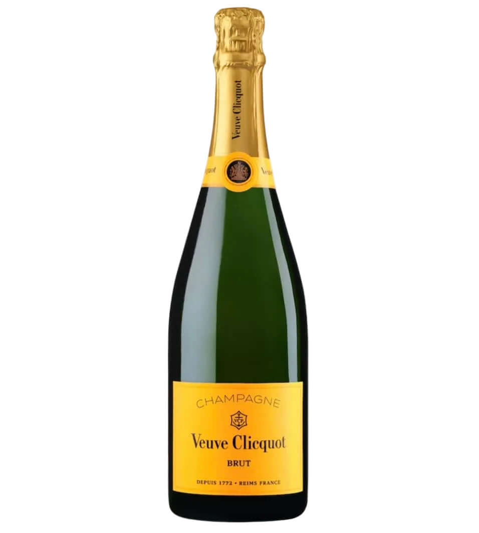 Veuve Clicquot Yellow Label Brut Champagne 75cl Bottle on a white background 