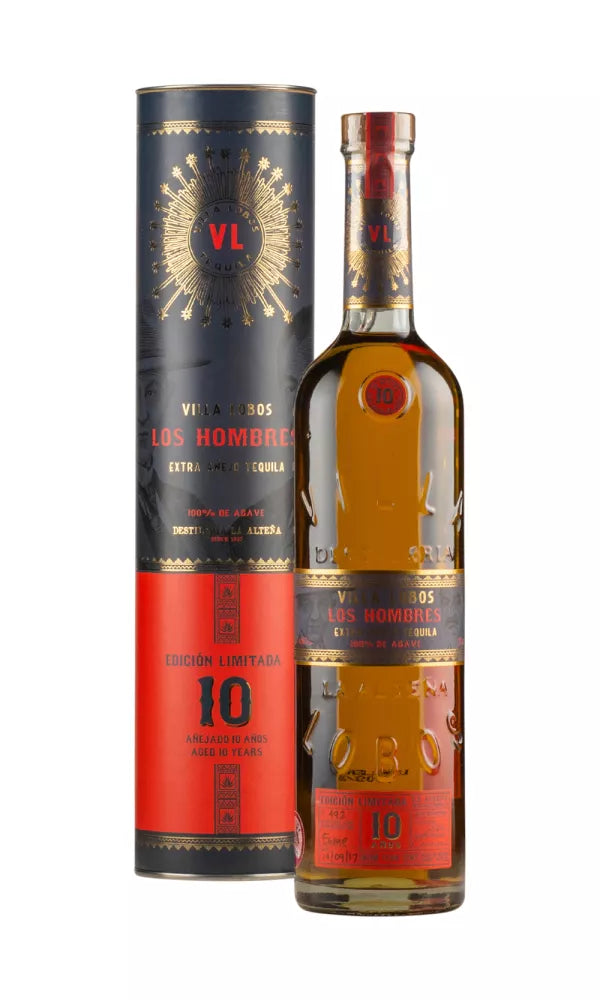 Villa Lobos 10 Year Old Extra Añejo Tequila – elegant, aged tequila in a classic bottle with deep amber color and rich character.