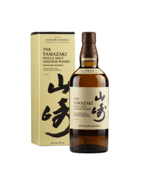 Suntory Yamazaki whisky bottle and packaging on a white background