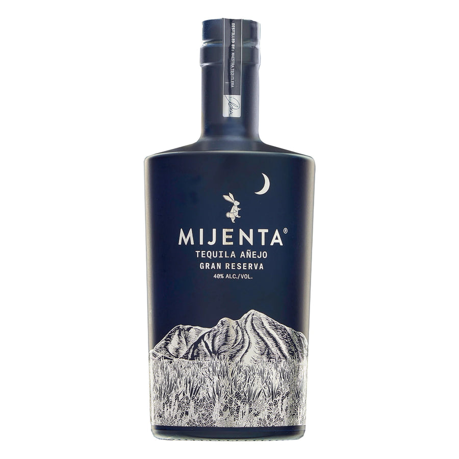 Bottle of Mijenta Añejo Gran Reserva Tequila 70cl – deep amber tequila in a premium bottle with a dark label and artisanal design.