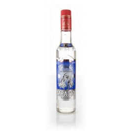 Bottle of Tapatio Blanco Tequila 50cl – clear tequila in a traditional glass bottle with a red and white vintage-style label.