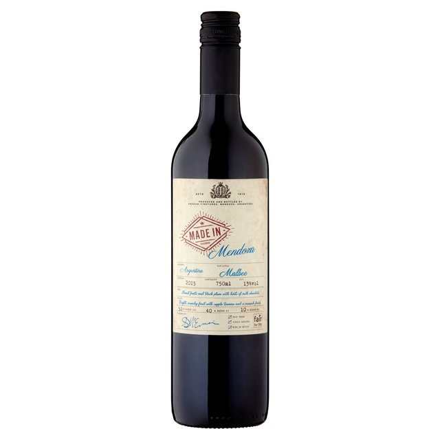 Made in Mendoza Malbec 75cl wine bottle displaying label and branding.