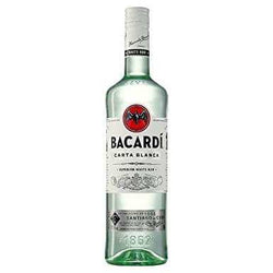 Bacardi Carta Blanca Rum 70cl bottle with iconic bat logo on label.