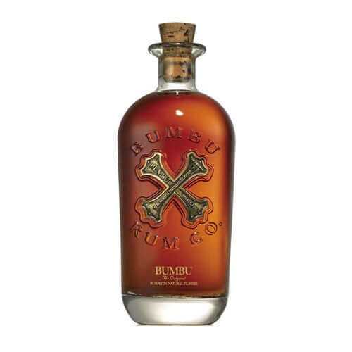 Bumbu Rum 70cl bottle with rich caramel color, crafted from Caribbean ingredients.