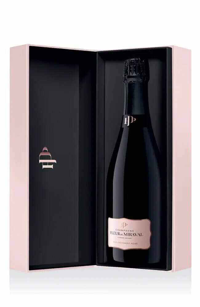 Fleur de Miraval Rosé Champagne N.V 75cl bottle in pink gift box.