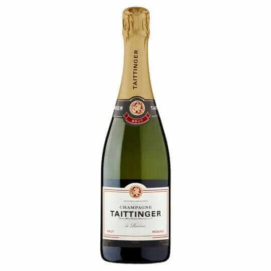 Taittinger Brut Reserve NV 75cl champagne bottle with elegant label.