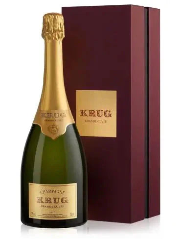 Krug Grande Cuvée Champagne in gift box 75cl, premium champagne bottle with box packaging.