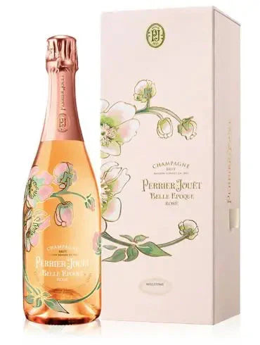 Perrier Jouet Belle Epoque Rosé Champagne 75cl bottle with floral design packaging.