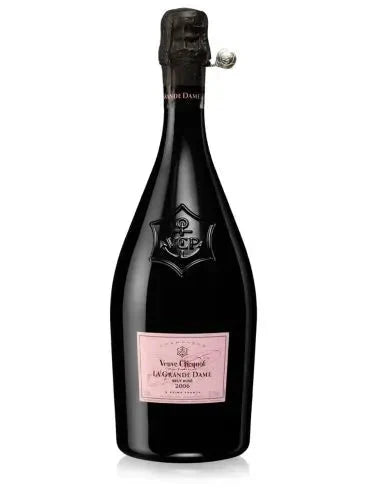 Veuve Clicquot La Grande Dame Rosé 2006 Champagne bottle, 75cl, pink label, elegant design.